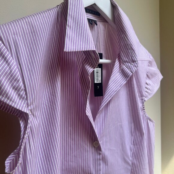 Theory Leopolda Crossword Shirt Lilac Pink - Picture 2 of 8